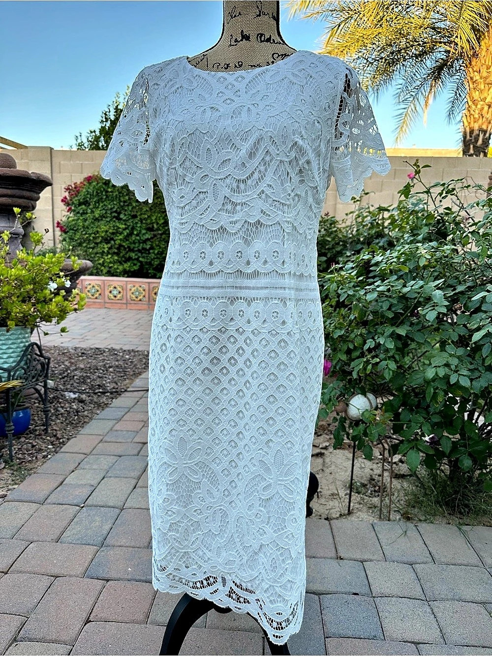 Preston & York Lace Midi Dress in White Size Medium Like New with Tags